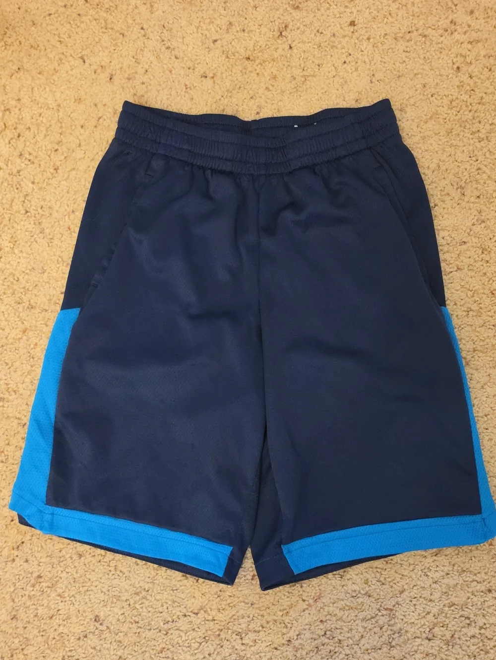 tek gear Navy Athletic Shorts with Bright Blue Side Panels